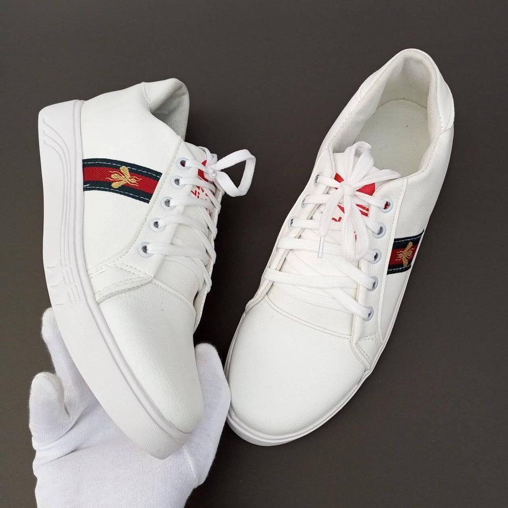 Men's Rexine Fancy Sneakers (GU-White) Kyveri