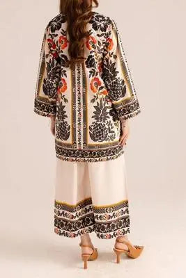 Stylish Printed V-Neck Shirt and Plain Trouser Set - 2 Pcs for Women Kyveri