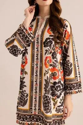 Stylish Printed V-Neck Shirt and Plain Trouser Set - 2 Pcs for Women Kyveri