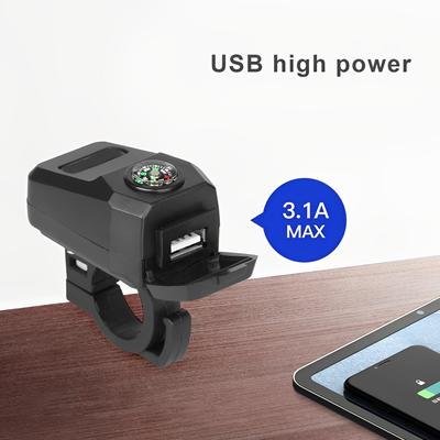 Motorcycle USB Fast Charger with Compass Kyveri