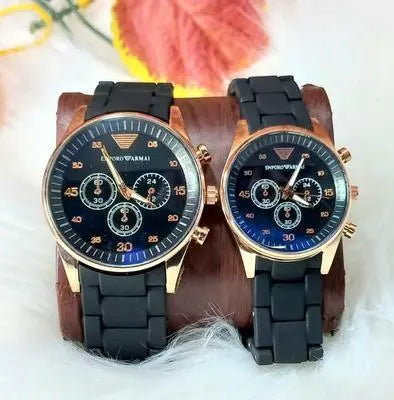 Stainless Steel Quartz Couple Watches - 2 Pcs Unisex Analogue Timepieces Kyveri