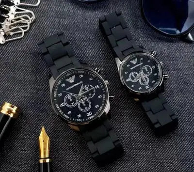 Stainless Steel Quartz Couple Watches - 2 Pcs Unisex Analogue Timepieces Kyveri