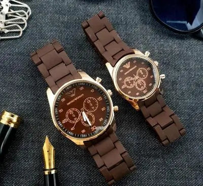 Stainless Steel Quartz Couple Watches - 2 Pcs Unisex Analogue Timepieces Kyveri