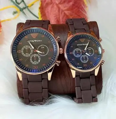 Stainless Steel Quartz Couple Watches - 2 Pcs Unisex Analogue Timepieces Kyveri