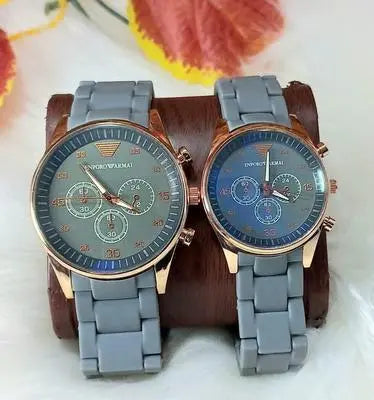 Stainless Steel Quartz Couple Watches - 2 Pcs Unisex Analogue Timepieces Kyveri