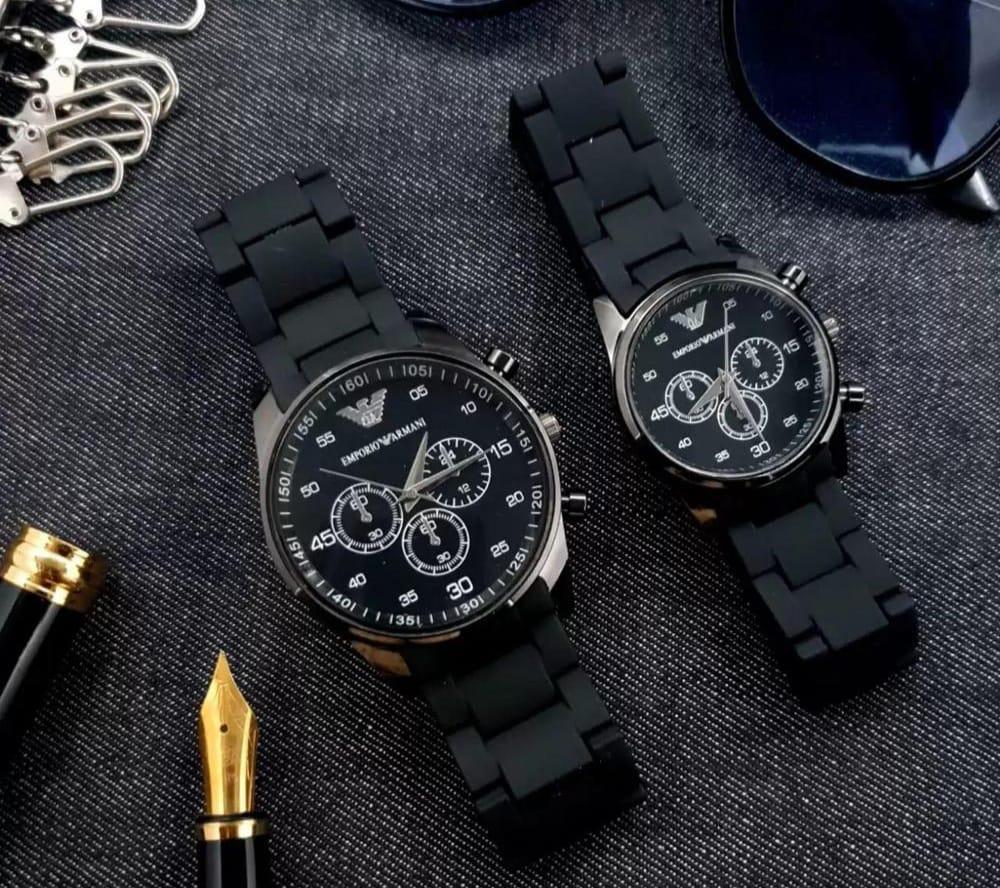 Stainless Steel Quartz Couple Watches - 2 Pcs Unisex Analogue Timepieces Kyveri